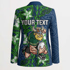 Personalised Canberra Raiders Blazer Polynesian Tribal Pattern With Rugby Viking Mascot Art