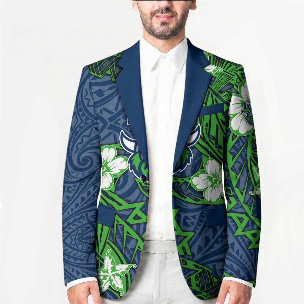 Personalised Canberra Raiders Blazer Polynesian Tribal Pattern With Rugby Viking Mascot Art