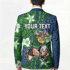 Personalised Canberra Raiders Blazer Polynesian Tribal Pattern With Rugby Viking Mascot Art