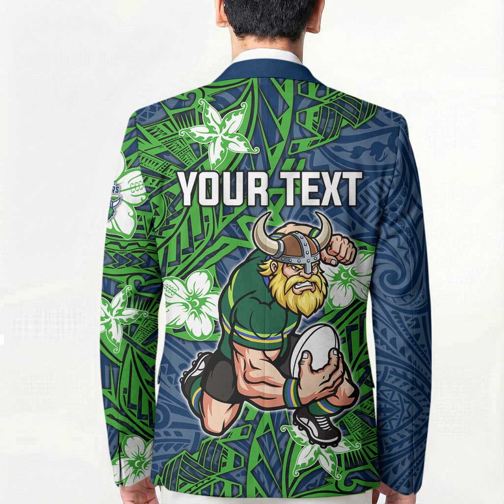 Personalised Canberra Raiders Blazer Polynesian Tribal Pattern With Rugby Viking Mascot Art
