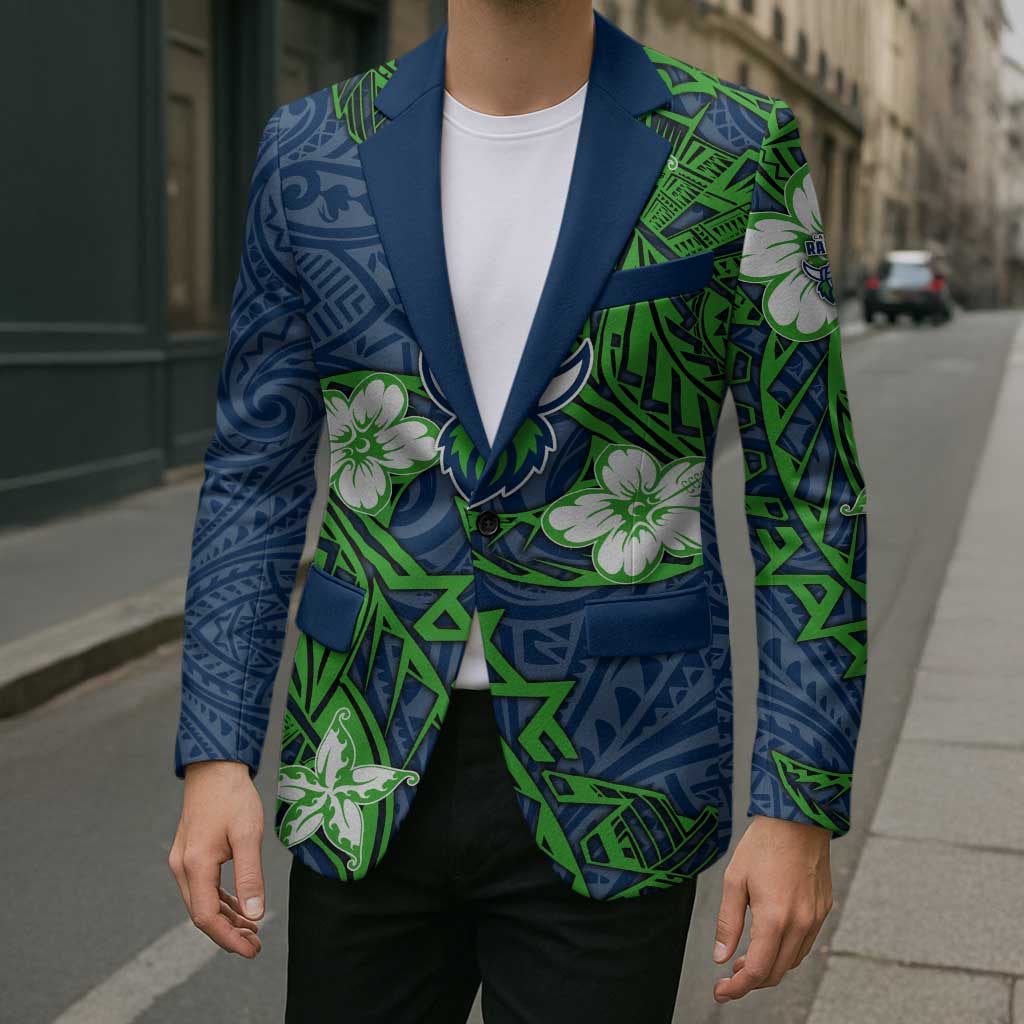 Personalised Canberra Raiders Blazer Polynesian Tribal Pattern With Rugby Viking Mascot Art