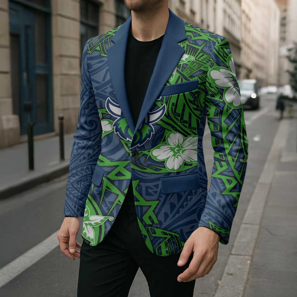 Personalised Canberra Raiders Blazer Polynesian Tribal Pattern With Rugby Viking Mascot Art