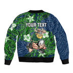 Personalised Canberra Raiders Bomber Jacket Polynesian Tribal Pattern With Rugby Viking Mascot Art