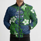 Personalised Canberra Raiders Bomber Puffer Jacket Polynesian Tribal Pattern With Rugby Viking Mascot Art