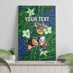 Personalised Canberra Raiders Canvas Wall Art Polynesian Tribal Pattern With Rugby Viking Mascot Art