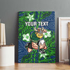 Personalised Canberra Raiders Canvas Wall Art Polynesian Tribal Pattern With Rugby Viking Mascot Art