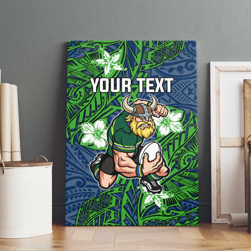 Personalised Canberra Raiders Canvas Wall Art Polynesian Tribal Pattern With Rugby Viking Mascot Art