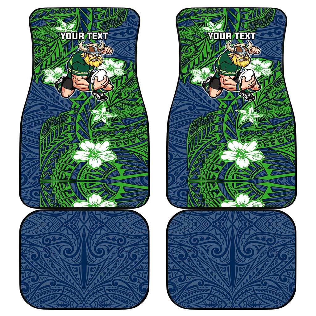 Personalised Canberra Raiders Car Mats Polynesian Tribal Pattern With Rugby Viking Mascot Art