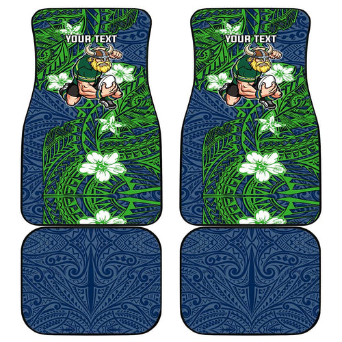 Personalised Canberra Raiders Car Mats Polynesian Tribal Pattern With Rugby Viking Mascot Art