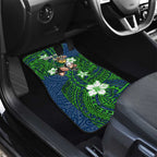 Personalised Canberra Raiders Car Mats Polynesian Tribal Pattern With Rugby Viking Mascot Art