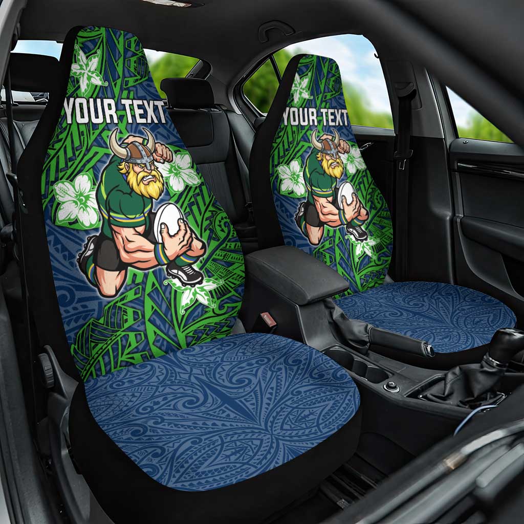 Personalised Canberra Raiders Car Seat Cover Polynesian Tribal Pattern With Rugby Viking Mascot Art