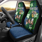 Personalised Canberra Raiders Car Seat Cover Polynesian Tribal Pattern With Rugby Viking Mascot Art