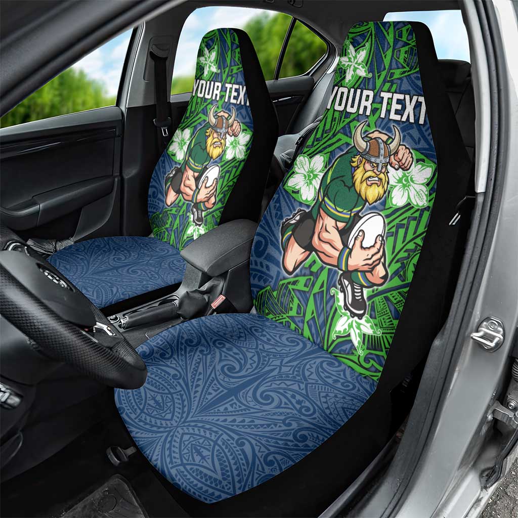 Personalised Canberra Raiders Car Seat Cover Polynesian Tribal Pattern With Rugby Viking Mascot Art