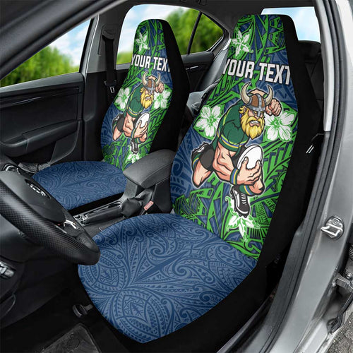Personalised Canberra Raiders Car Seat Cover Polynesian Tribal Pattern With Rugby Viking Mascot Art