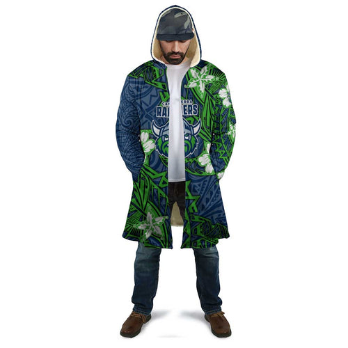 Personalised Canberra Raiders Cloak Polynesian Tribal Pattern With Rugby Viking Mascot Art