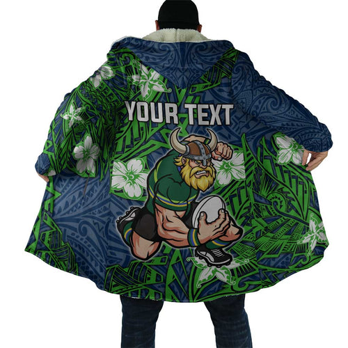 Personalised Canberra Raiders Cloak Polynesian Tribal Pattern With Rugby Viking Mascot Art