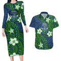 Personalised Canberra Raiders Couples Matching Long Sleeve Bodycon Dress and Hawaiian Shirt Polynesian Tribal Pattern With Rugby Viking Mascot Art