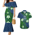 Personalised Canberra Raiders Couples Matching Mermaid Dress and Hawaiian Shirt Polynesian Tribal Pattern With Rugby Viking Mascot Art