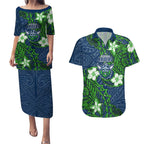 Personalised Canberra Raiders Couples Matching Puletasi and Hawaiian Shirt Polynesian Tribal Pattern With Rugby Viking Mascot Art