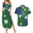 Personalised Canberra Raiders Couples Matching Summer Maxi Dress and Hawaiian Shirt Polynesian Tribal Pattern With Rugby Viking Mascot Art