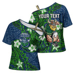 Personalised Canberra Raiders Cross Shoulder Shirt Polynesian Tribal Pattern With Rugby Viking Mascot Art