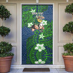 Personalised Canberra Raiders Door Cover Polynesian Tribal Pattern With Rugby Viking Mascot Art