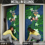 Personalised Canberra Raiders Door Cover Polynesian Tribal Pattern With Rugby Viking Mascot Art