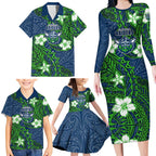 Personalised Canberra Raiders Family Matching Long Sleeve Bodycon Dress and Hawaiian Shirt Polynesian Tribal Pattern With Rugby Viking Mascot Art