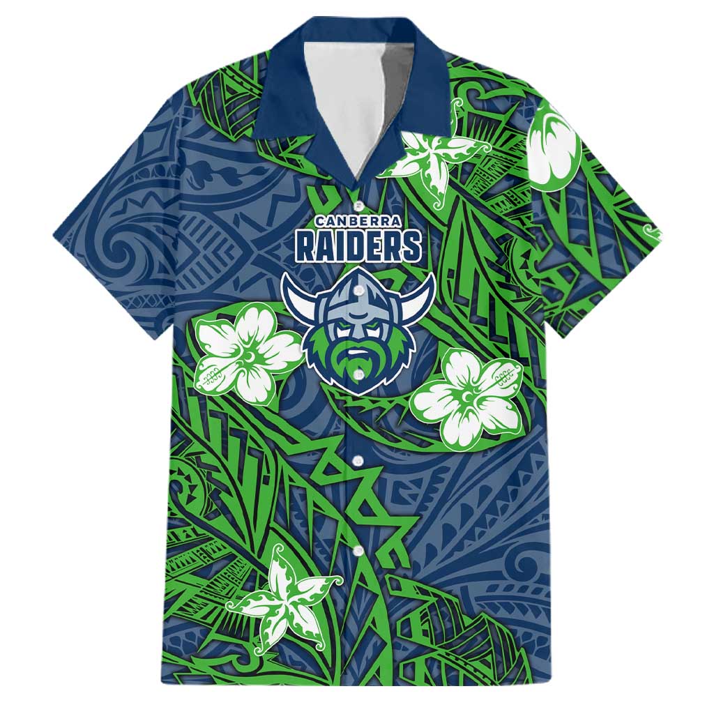 Personalised Canberra Raiders Family Matching Mermaid Dress and Hawaiian Shirt Polynesian Tribal Pattern With Rugby Viking Mascot Art