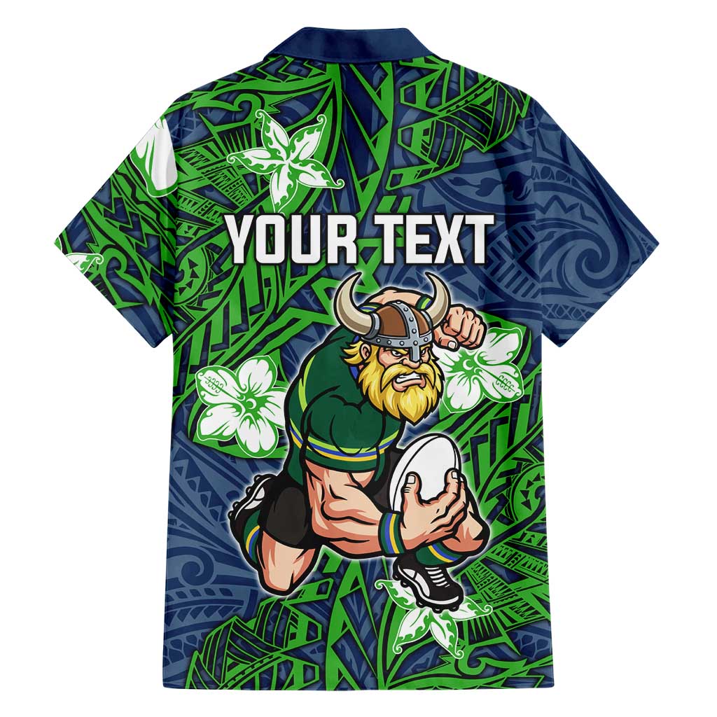 Personalised Canberra Raiders Family Matching Mermaid Dress and Hawaiian Shirt Polynesian Tribal Pattern With Rugby Viking Mascot Art
