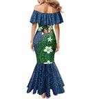 Personalised Canberra Raiders Family Matching Mermaid Dress and Hawaiian Shirt Polynesian Tribal Pattern With Rugby Viking Mascot Art