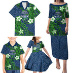 Personalised Canberra Raiders Family Matching Puletasi and Hawaiian Shirt Polynesian Tribal Pattern With Rugby Viking Mascot Art