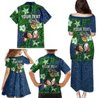 Personalised Canberra Raiders Family Matching Puletasi and Hawaiian Shirt Polynesian Tribal Pattern With Rugby Viking Mascot Art