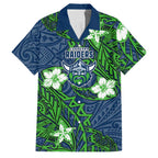 Personalised Canberra Raiders Family Matching Puletasi and Hawaiian Shirt Polynesian Tribal Pattern With Rugby Viking Mascot Art