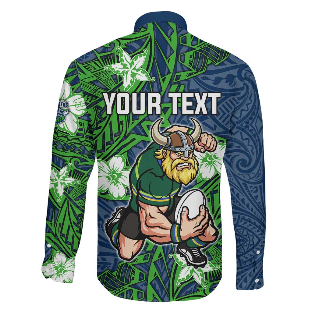 Personalised Canberra Raiders Family Matching Puletasi and Hawaiian Shirt Polynesian Tribal Pattern With Rugby Viking Mascot Art