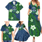 Personalised Canberra Raiders Family Matching Summer Maxi Dress and Hawaiian Shirt Polynesian Tribal Pattern With Rugby Viking Mascot Art