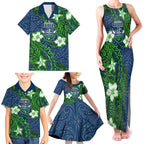 Personalised Canberra Raiders Family Matching Tank Maxi Dress and Hawaiian Shirt Polynesian Tribal Pattern With Rugby Viking Mascot Art