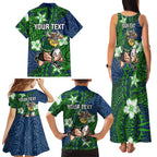 Personalised Canberra Raiders Family Matching Tank Maxi Dress and Hawaiian Shirt Polynesian Tribal Pattern With Rugby Viking Mascot Art