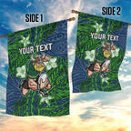 Personalised Canberra Raiders Garden Flag Polynesian Tribal Pattern With Rugby Viking Mascot Art