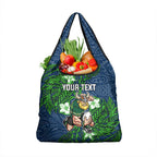Personalised Canberra Raiders Grocery Bag Polynesian Tribal Pattern With Rugby Viking Mascot Art