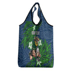Personalised Canberra Raiders Grocery Bag Polynesian Tribal Pattern With Rugby Viking Mascot Art