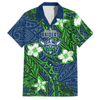 Personalised Canberra Raiders Hawaiian Shirt Polynesian Tribal Pattern With Rugby Viking Mascot Art