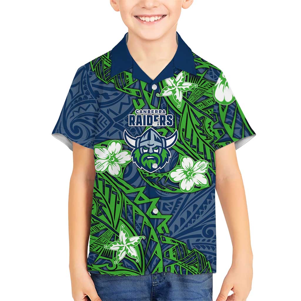 Personalised Canberra Raiders Hawaiian Shirt Polynesian Tribal Pattern With Rugby Viking Mascot Art