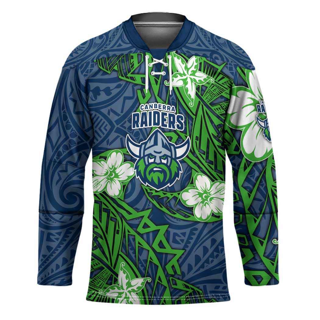 Personalised Canberra Raiders Hockey Jersey Polynesian Tribal Pattern With Rugby Viking Mascot Art