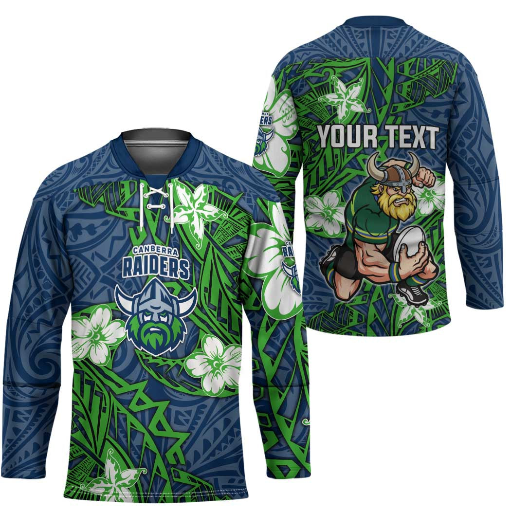 Personalised Canberra Raiders Hockey Jersey Polynesian Tribal Pattern With Rugby Viking Mascot Art