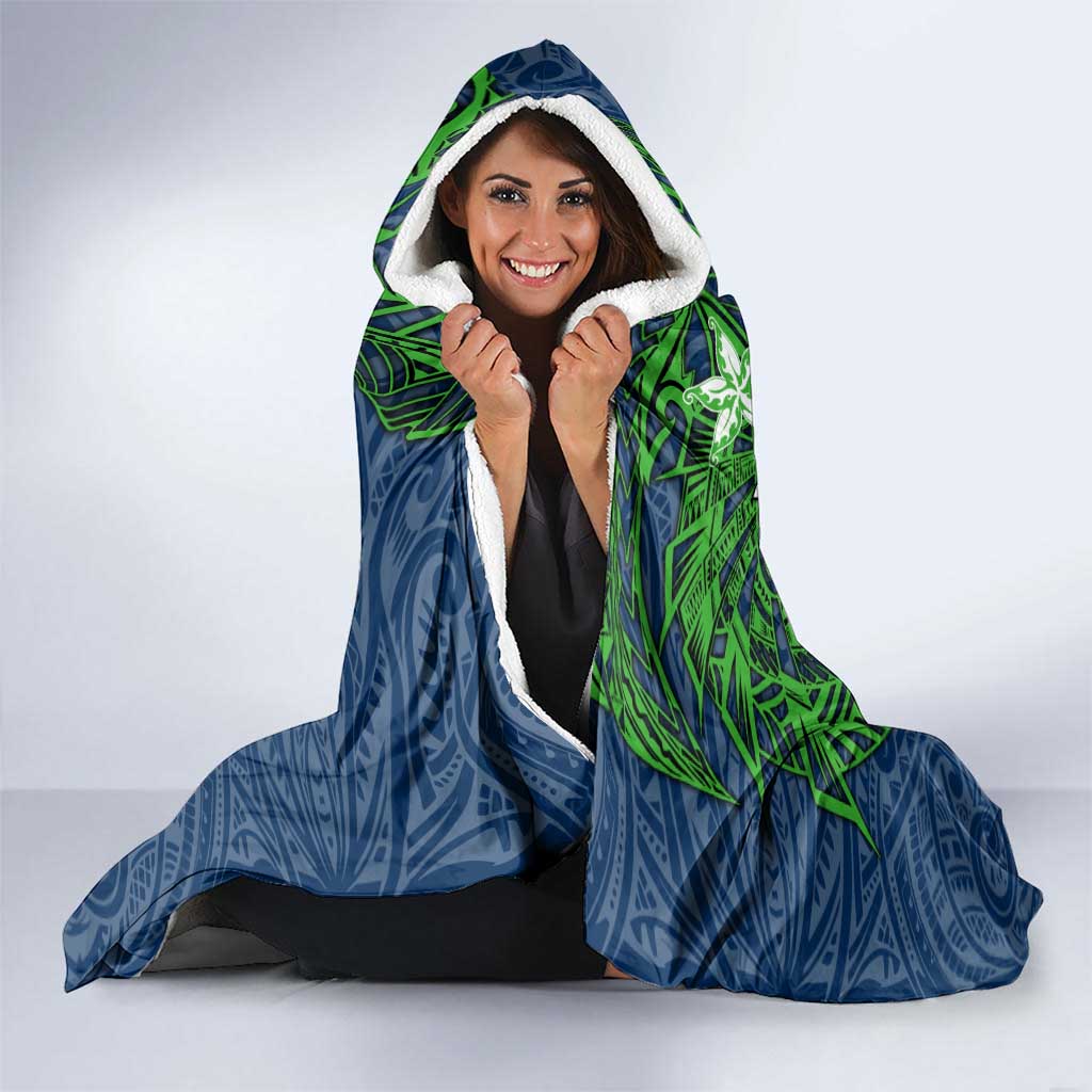 Personalised Canberra Raiders Hooded Blanket Polynesian Tribal Pattern With Rugby Viking Mascot Art