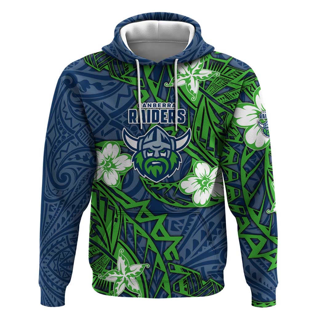 Personalised Canberra Raiders Hoodie Polynesian Tribal Pattern With Rugby Viking Mascot Art