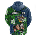 Personalised Canberra Raiders Hoodie Polynesian Tribal Pattern With Rugby Viking Mascot Art