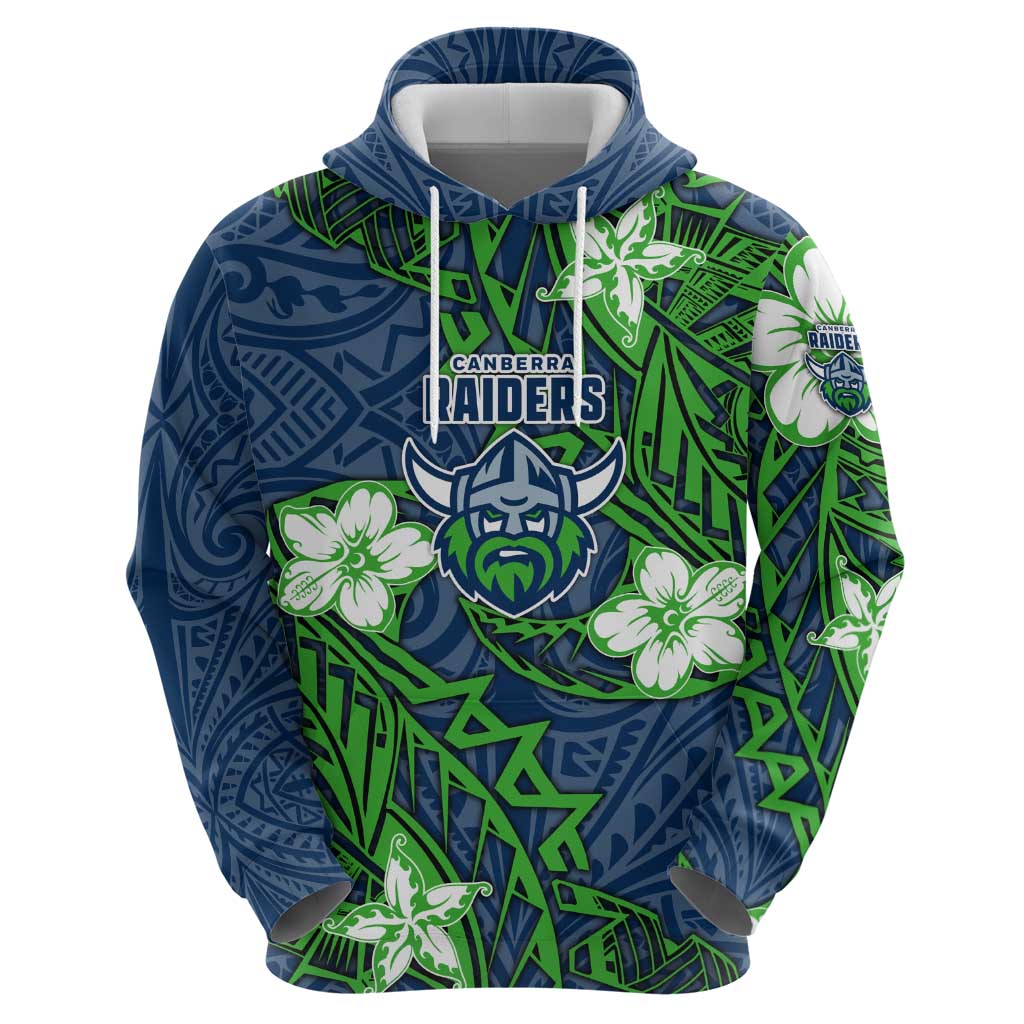 Personalised Canberra Raiders Hoodie Polynesian Tribal Pattern With Rugby Viking Mascot Art