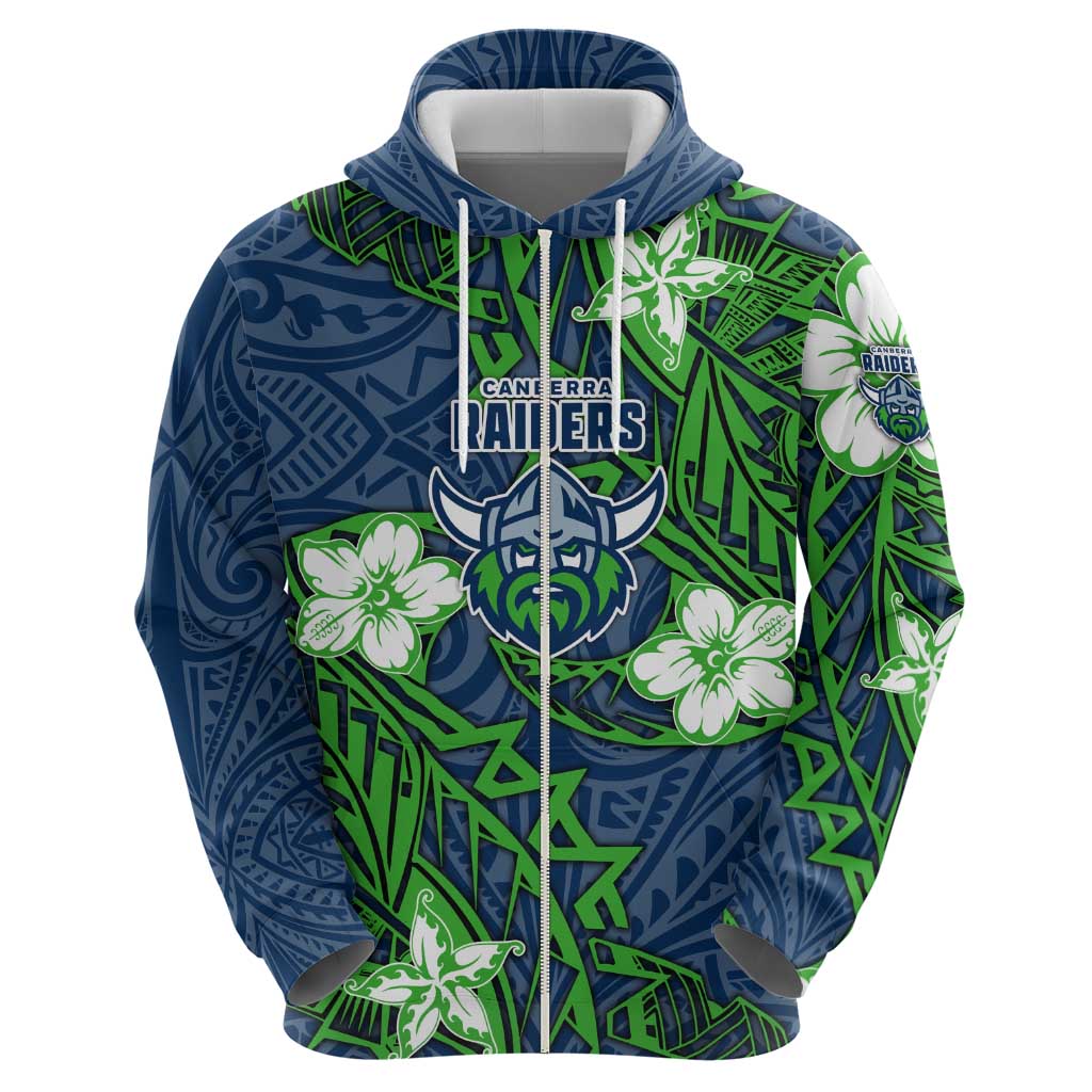 Personalised Canberra Raiders Hoodie Polynesian Tribal Pattern With Rugby Viking Mascot Art